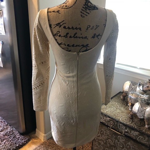 Women's White Embellished Quilted Dress BEBE - Picture 6 of 8